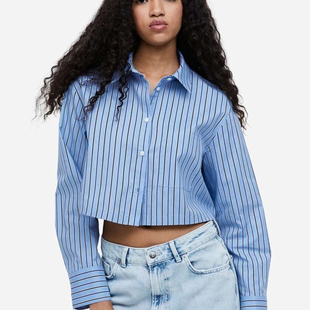 H&M Stylish Blue Striped Button Down Shirt